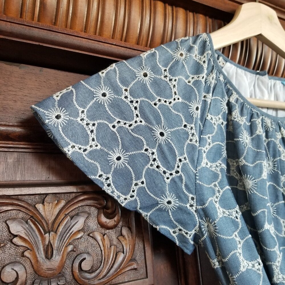 Embroidered Chambray Dress - Picture 5 of 8
